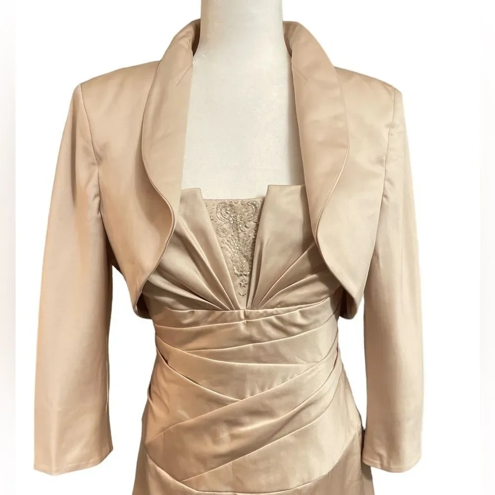 David's Bridal Cream Ruched Sundress for Prom - Picture 4 of 7
